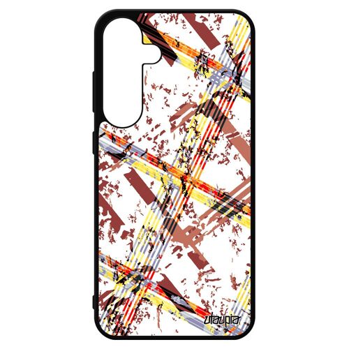Coque Carreau Tartan S24+ Plus Silicone Effet Motif Carre Fond Housse Metal Jolie Smartphone Portable Design Marron Samsung Galaxy