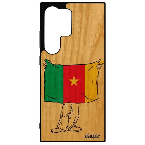 Coque Samsung Galaxy S24 Ultra Bois Silicone Drapeau Cameroun Camerounais Motif Basket Foot Noir 4g Jo Antichoc Republique Du Can De