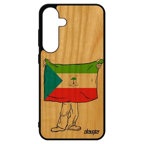 Coque Galaxy S24+ Plus En Bois Silicone Drapeau Guinee Equatoriale Guineen Jo Frêne Basket Coupe Du Monde Mobile Football 5g Samsung