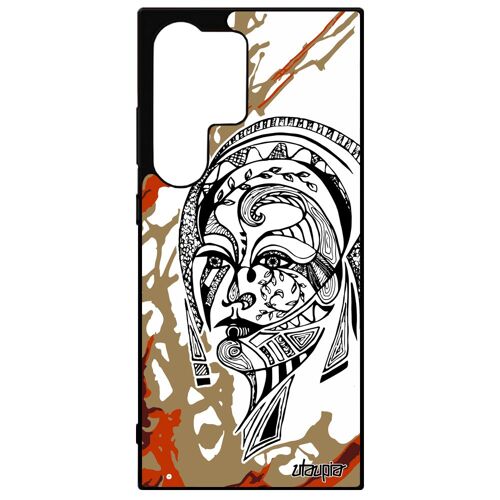 Coque Samsung S24 Ultra Silicone Femme Art Antichoc Marron Noir Impression Fleur Telephone Original Dessin Fille Ethnique 4g Galaxy