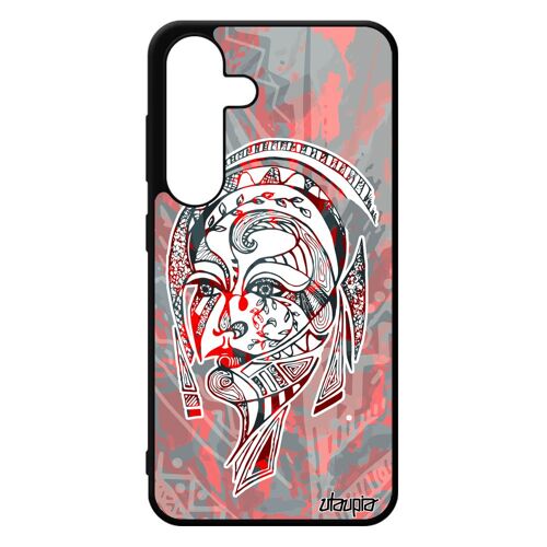 Coque Pour Samsung Galaxy S24 Silicone Femme Dessin 4g Ethnique Tpu Fille Pastel Multicolore Tatouage Azteque Princesse Noir Plume