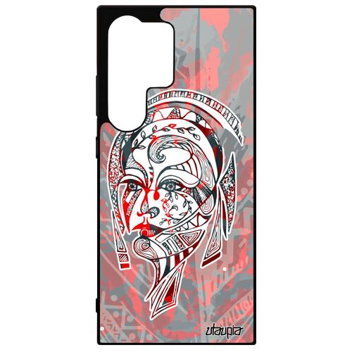 Coque En Silicone Samsung S24 Ultra Femme Psychédelique Tatouage 4g Dessin Ethnique Antichoc Pastel De Protection Plume Rouge Galaxy
