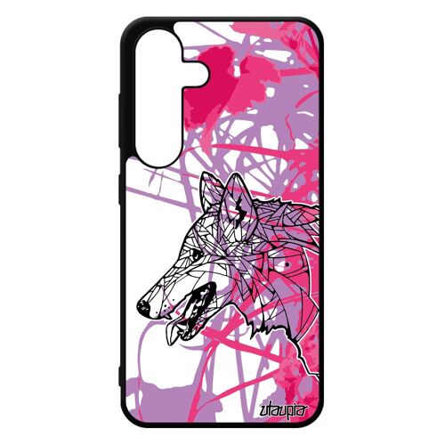 Coque Loup S24 Silicone Dessin Graphique Housse Telephone Hiver Ethnique Fleur Feuilles Nature Chien Rose Azteque Tpu Samsung Galaxy