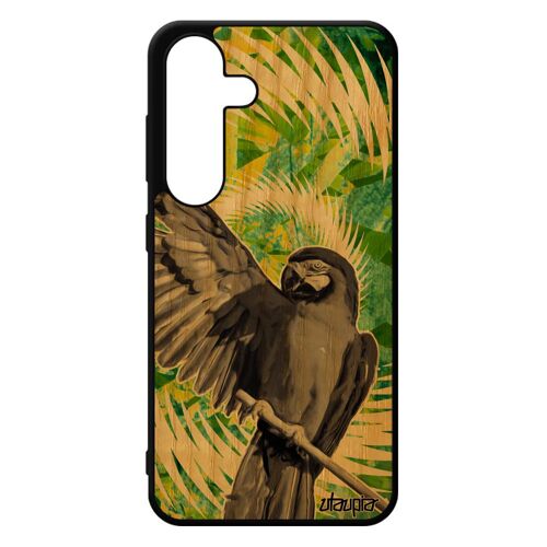 Coque S24 Bois Silicone Perroquet Telephone Vert Animaux Case Housse Cover Fleurs Nature Perruche Personnalisé Design Samsung Galaxy