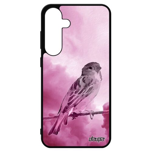 Coque S24+ Plus En Silicone Oiseau Dessin Nuage Moineau Petit Animaux Rose Personnalisé Housse Portable Ciel Nature Samsung Galaxy
