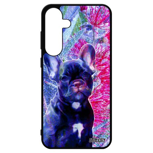 Coque Silicone Galaxy S24+ Plus Chien Telephone Design Nature Animaux Case Mignon Animal Dessin Bumper Fleurs Canin Portable Samsung