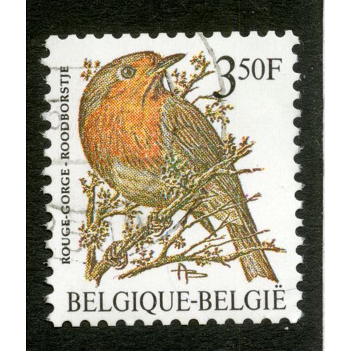 Timbre Oblitéré Belgique - België, Rouge Gorge, 3.50 F
