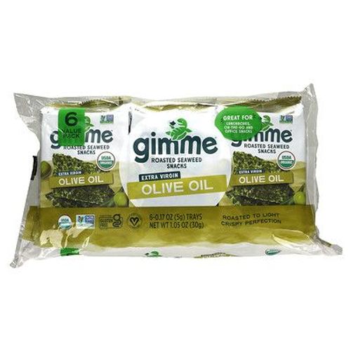 Gimme Algues Grillées De Qualité Supérieure, Huile D'olive Extra Vierge, Paquet De 6. 5 G Chacun