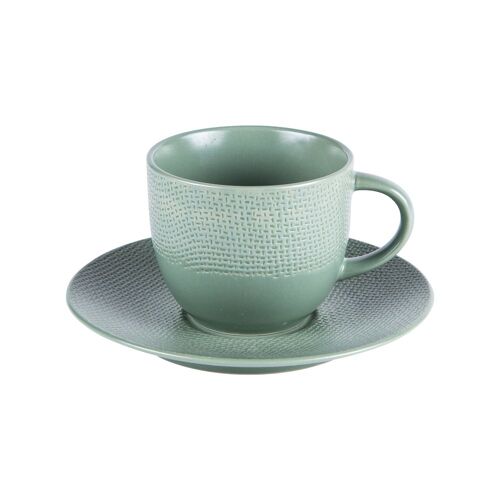 Tasse À Thé Et Sa Soucoupe Vésuvio Sauge 22 Cl (Lot De 6)