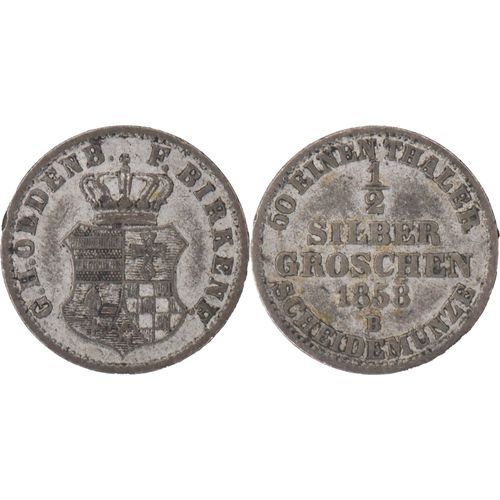 Allemagne - 1858 - Principauté D'oldenburg-Birkenfeld - 1/2 Silber Groschen - 60 000 Ex. - Km#17 - 18-068