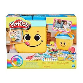 Play Doh - Panier Pique Nique Des Formes : 6 Pots Pate A Modeler + 12 Accessoires - Set Coffret Creations Et Carte Animaux