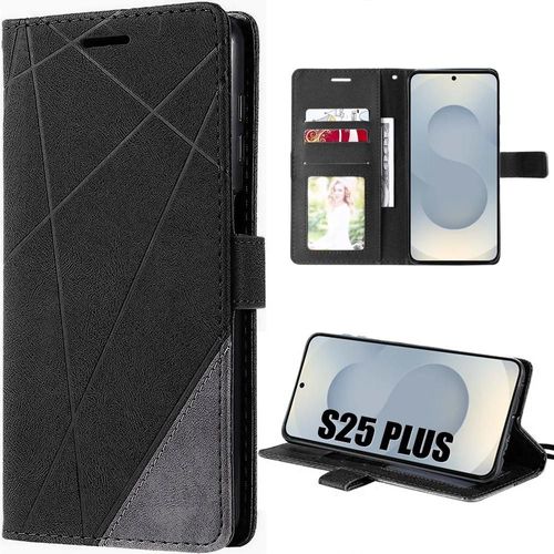 Coque Pour Samsung Galaxy S25 Plus (S25+) Protection Rabat Anti-Rayures Cuir Pu Noir - E.F.Connection