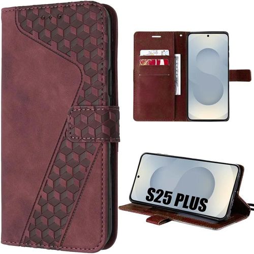 Coque Pour Samsung Galaxy S25 Plus (S25+) Protection Rabat En Cuir Pu Anti-Rayures Elégant - Rouge - E.F.Connection