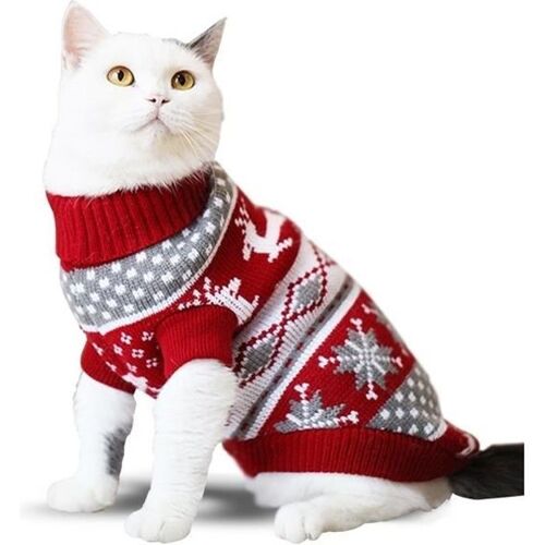 Pull De Noël Pour Animal De Compagnie Chien Et Chat Rennes Rouge Et Gris