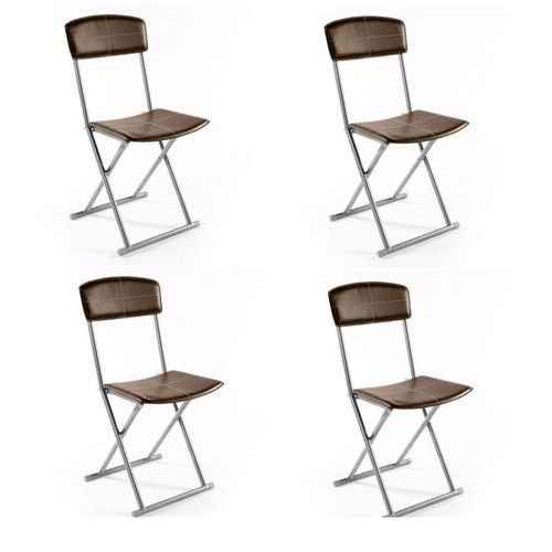 Lot De 4 Chaises Pliantes Marrons - Stella - Similicuir