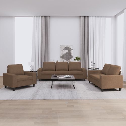 Vidaxl Ensemble De Canapés 3 Pcs Marron Tissu
