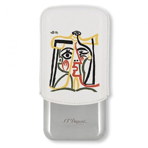 etui pour 3 cigares st dupont picasso blanc et chrome