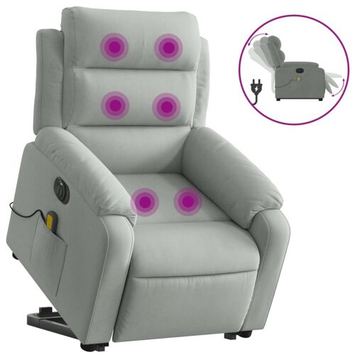 vidaXL Fauteuil inclinable de massage électrique gris clair velours