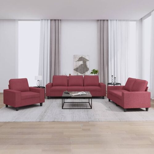 vidaXL Ensemble de canapés 3 pcs rouge bordeaux tissu