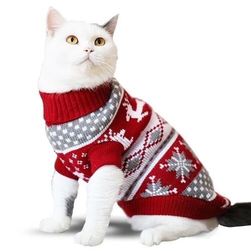Pull De Noël Pour Animal De Compagnie Chien Et Chat Flocon Bleu Marine
