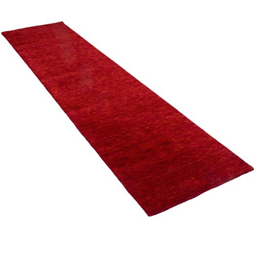 Pergamon Tapis De Couloir En Laine Naturelle Gabbeh Uni Rouge 70x300 Cm