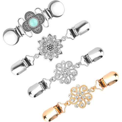 Kalanka-Pinces À Cardigan Vintage Femme - Cinch Clip Rétro Pour Pull Châle Robe Noire Broches Pins Décoratifs, Attache Cardigan, T-Shirt Clips Ties,Shawl Clip,Rétro Cardigan Clips