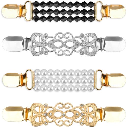 Kalanka-Pinces À Cardigan Vintage Femme - Cinch Clip Rétro Pour Pull Châle Robe Noire Broches Pins Décoratifs, Attache Cardigan, T-Shirt Clips Ties,Shawl Clip,Rétro Cardigan Clips