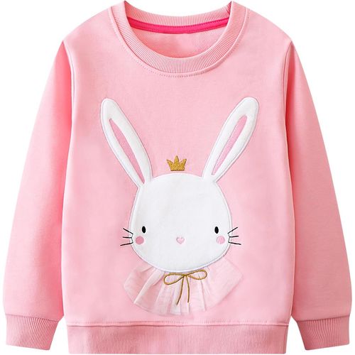 Kalanka-Sweatshirt Enfant Fille Cheval Licorne Arc-En-Ciel Pullover Sweatshirt Col Rond Coton Gris Rose Mignon Pas Cher Manches Longues Casual Tops Sport Pull Sweat-Shirt Pour Bebe Filles 2-7 Ans