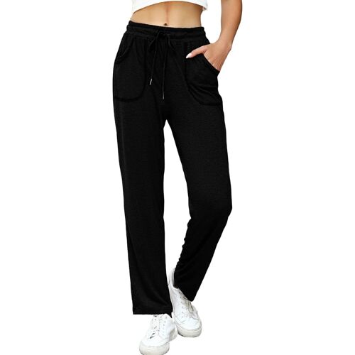 Jexnovashop-Pantalon Jogging Femme Coton Pantalon De Sport Taille Haute Bas De Survêtement Avec Poches Pantalons Décontractés Couleur Unie Pour Yoga Pilate Fitness S-Xxl