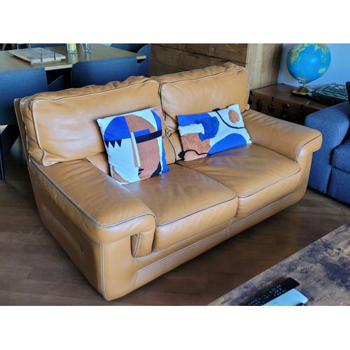 Canapé Cuir Caramel 2 Places + Couchage