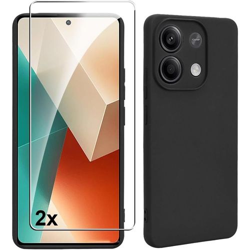 Coque pour xiaomi redmi note 13 5G - 2 vitres verre trempé coque clear Souple Silicone noir ultraslim