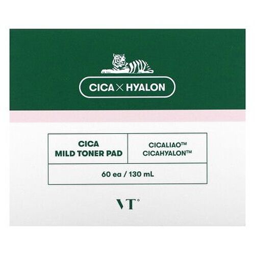 Vt Cosmetics Tampons Toniques Doux Cica, 60 Serviettes, 130 Ml 