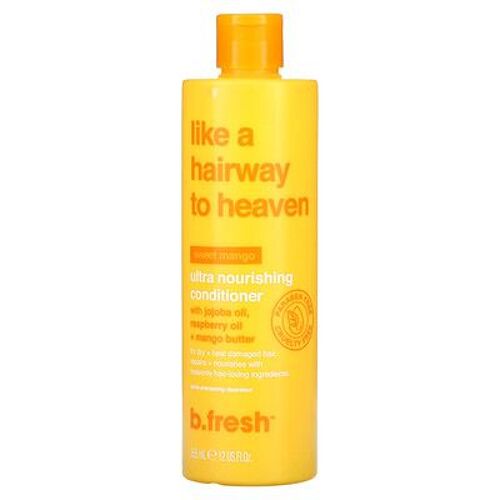 B.Fresh Like A Hairway To Heaven, Après-Shampooing Ultra Nourrissant, Pour Cheveux Secs Et Abîmés Par La Chaleur, Mangue Douce, 355 Ml 