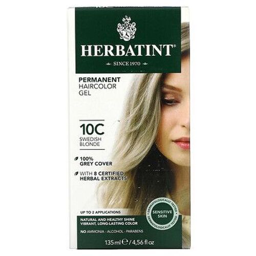 Gel Colorant Permanent Herbatint Pour Cheveux, 10 C, Blonde Suédoise, 4,56 Fl Oz (135 Ml) 