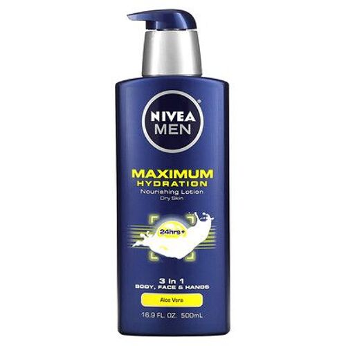 Nivea Men, Hydratation Maximale, Lotion Nourrissante 3-En-1, Aloe Vera, 500 Ml 