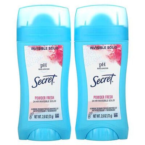 Secret Anti-Transpirant/Déodorant Au Ph Équilibré, Solide Et Invisible, Poudre Fraîche, Lot De Deux, 73 G Chacun 