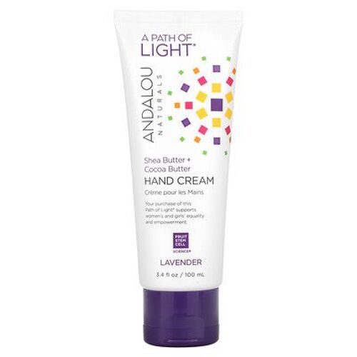 Andalou Naturals A Path Of Light, Crème Mains Au Beurre De Karité Et De Cacao, Lavande, 3,4 Fl Oz (100 Ml) 