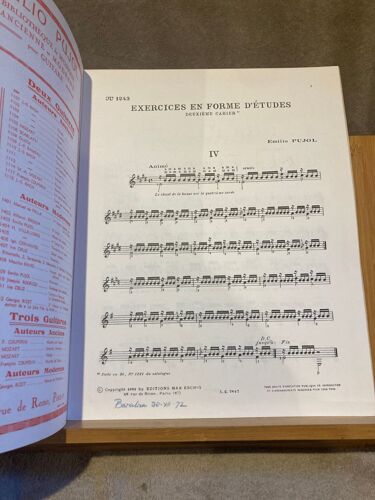 E. Pujol Exercices Forme D'étude Cahier 2 Partition Guitare Max Eschig N°1243
