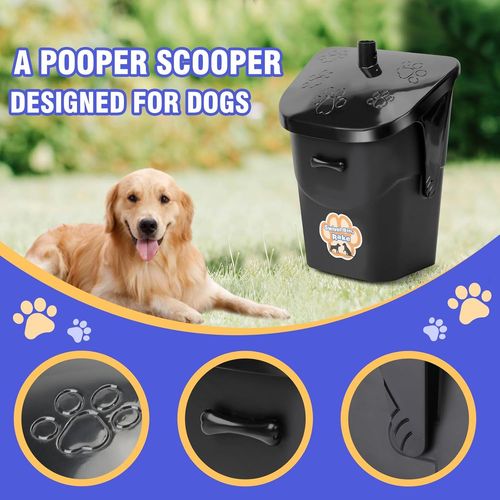 Kit Ramasse-Crottes Pour Chien Avec Poubelle Rotative,Râteau Et 20 Sacs ¿ Long Manche,Accessoire De Nettoyage Pour Jardin Et Extérieur