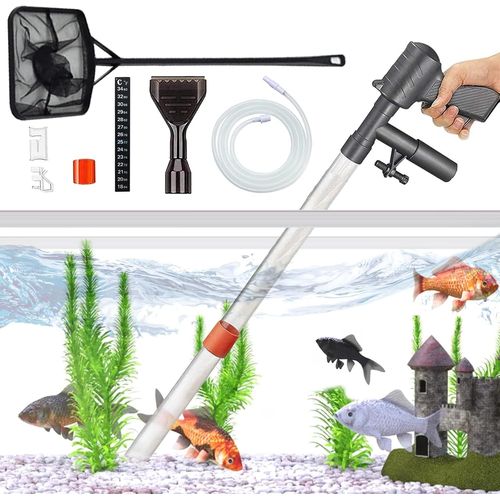 Aspirateur Aquarium,Nettoyeur Aquarium,Accessoires Aquarium,Echangeur Deau Pour Aquarium,Tuyau Déchange Deau Semi-Automatique,Commande Pneumatique,Kit De Nettoyage Multifonctionnel