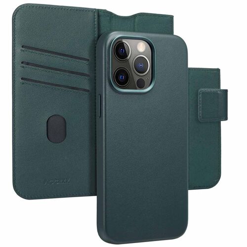 Accezz Étui de téléphone portefeuille en cuir 2-en-1 avec MagSafe iPhone 15 Pro Max Vert foncé
