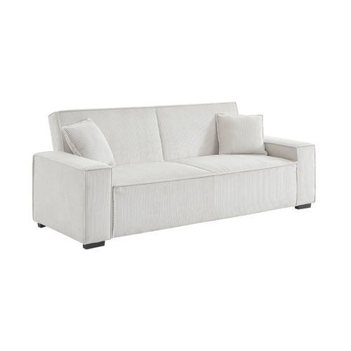 Canapé Convertible 3 Places Blanc Crème Velours Côtelé L 231 X P 96.5 X H 80cm