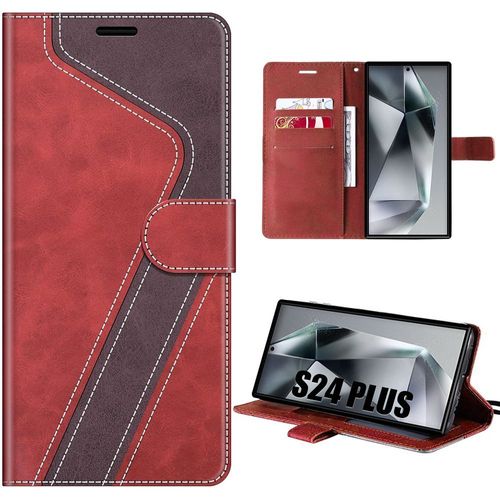 Coque Pour Samsung Galaxy S24 Ultra, Housse Souple Antichoc Cuir Pu - Rouge - E.F.Connection