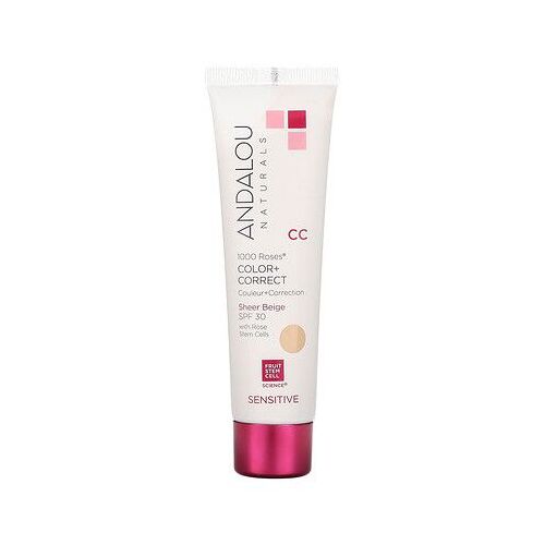 Andalou Naturals 1000 Roses, Cc Color + Correct, Sensitive, Fps 30, Beige Transparent, 58 Ml 