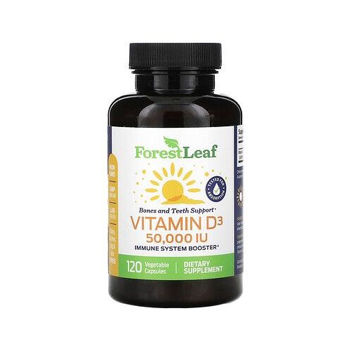 Forest Leaf Vitamine D3, 50 000 Ui, 120 Capsules Végétales 