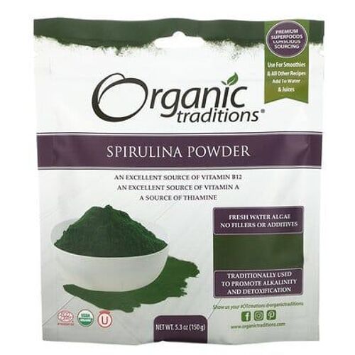 Organic Traditions Poudre De Spiruline, 150 G 