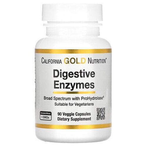 California Gold Nutrition Enzymes Digestives, Large Spectre, 90 Capsules Végétariennes 
