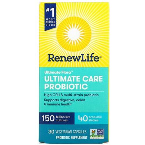 Renew Life Ultimate Flora, Probiotique De Soin Ultime, 150 Milliards De Cultures Vivantes, 30 Capsules Végétariennes 