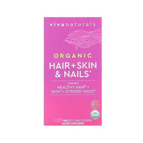 Viva Naturals Organic Hair + Skin & Nails, 120 Tablets 