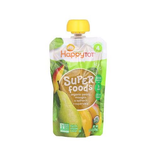 Happy Family Organics Happytot, Superfoods, Poires, Mangues Et Épinards Biologiques + Super Chia, 120 G 